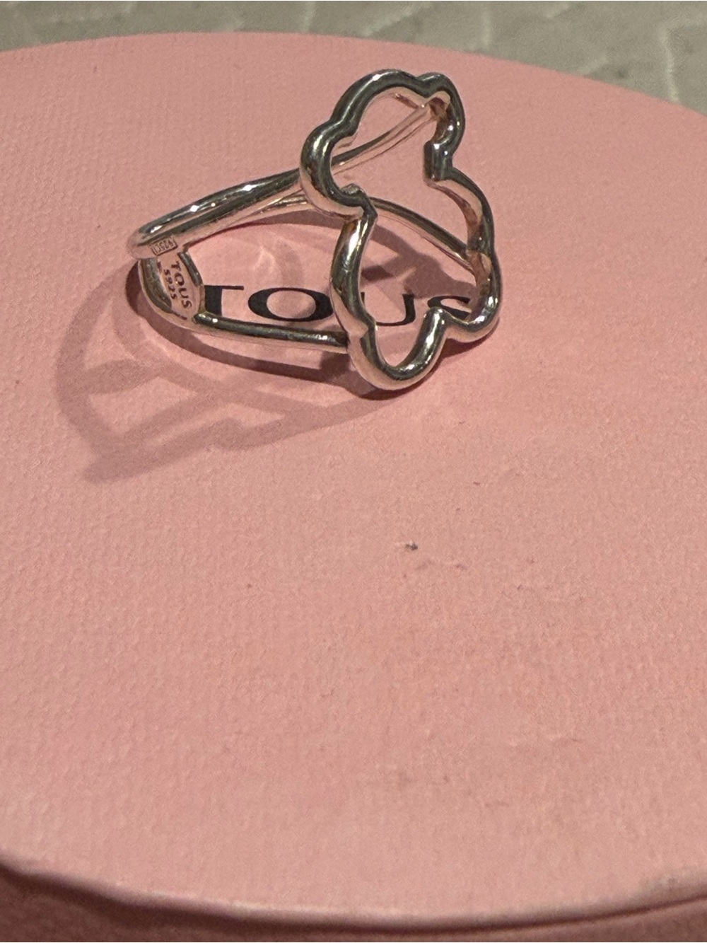 TOUS Silver Open Flower Outline Ring - Silver